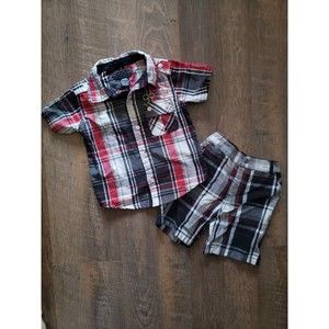 Boys 24 mo Coogi Plaid Shorts & Button Up Set